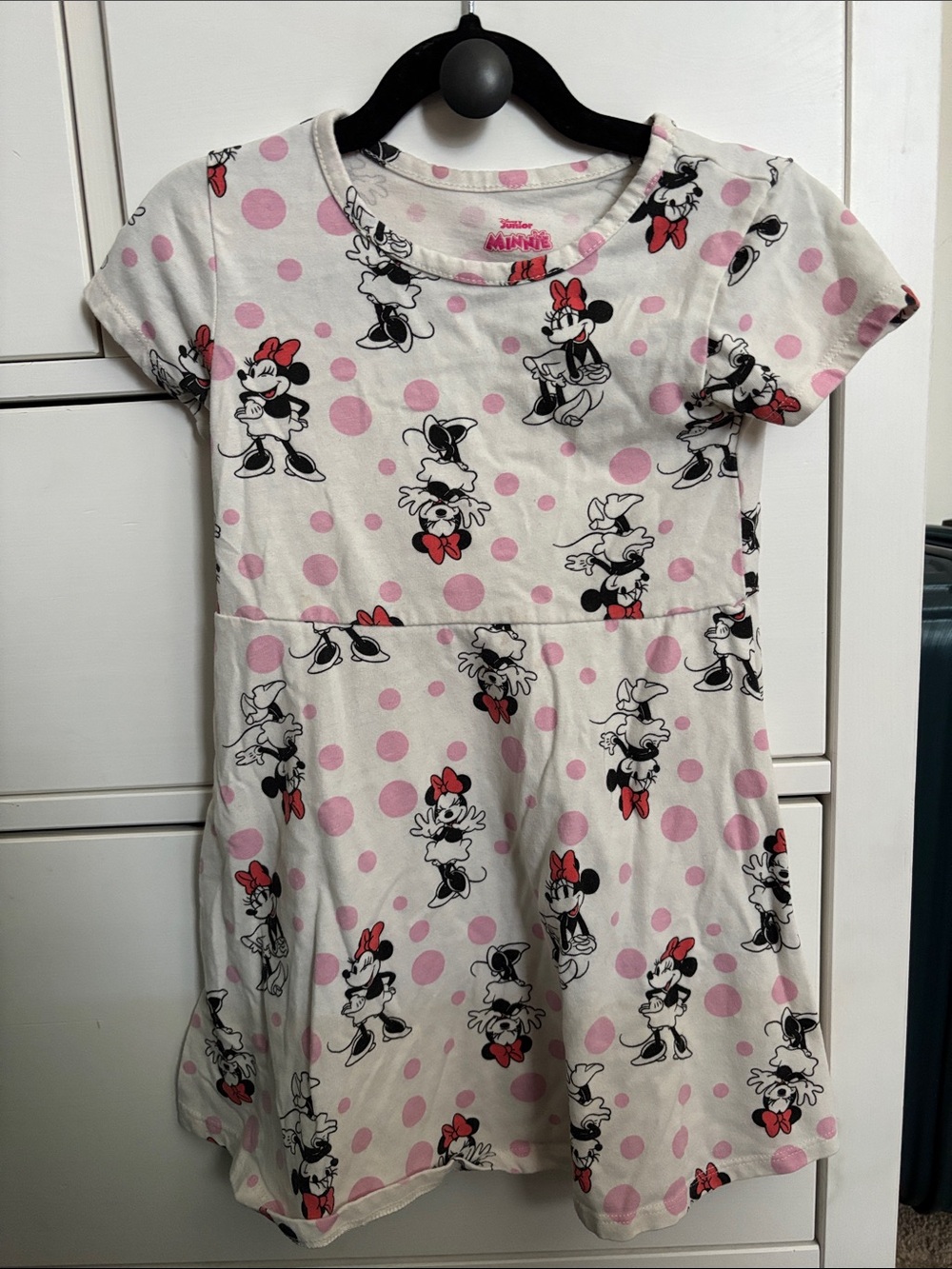 Disney Minnie Mouse Pink and White Polka Dot Casual Dress